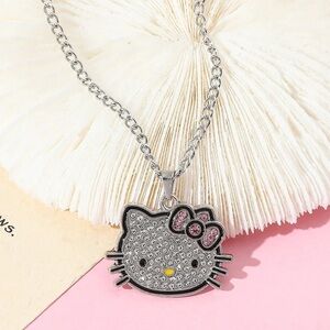 Hello Kitty Silver pave Pendant Necklace